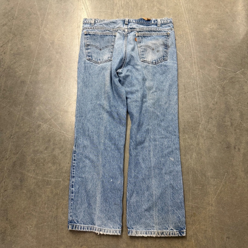 Vintage Levis 517 Orange Tab Jeans Mens 36x34 Light Wash Bootcut Made in USA